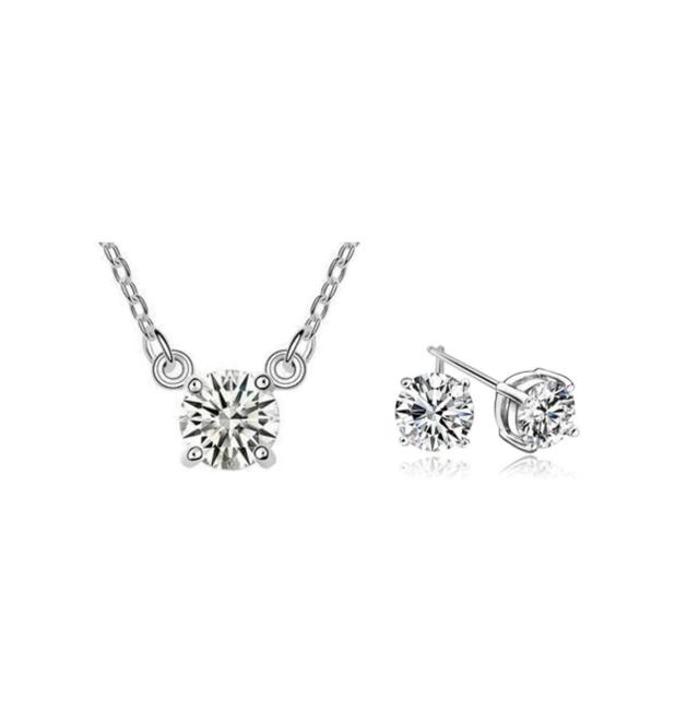 Cubic Zirconia Necklace and Earring Set for Women Product Image