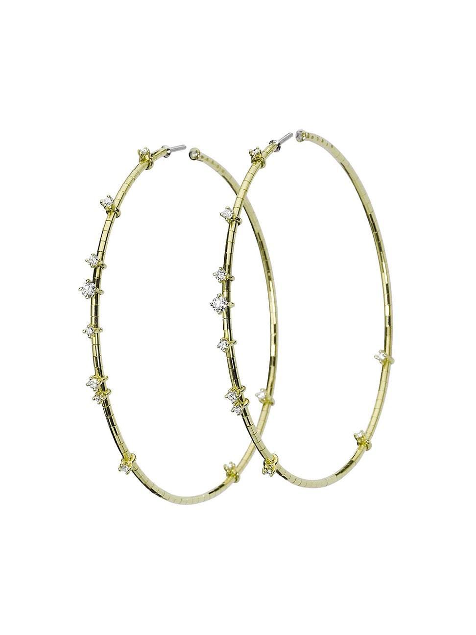 Womens Rugiada Diamanti 18K Yellow Gold, Titanium, & Diamond Hoop Earrings/2.36 Product Image