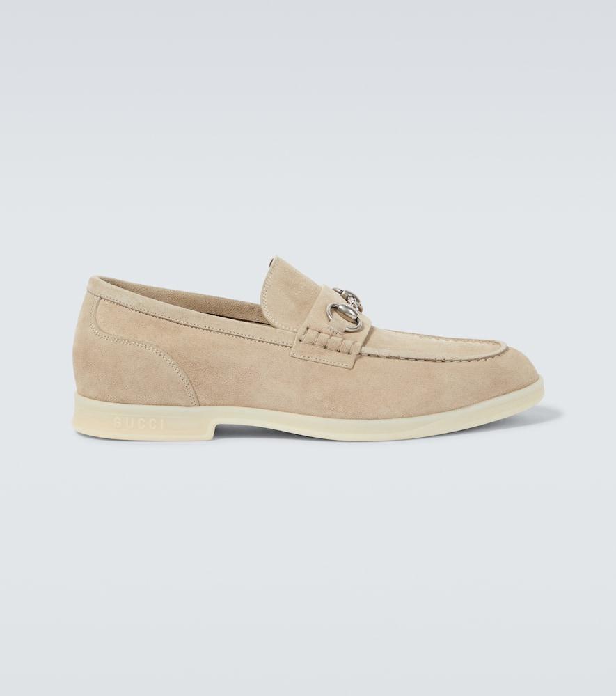 GUCCI Horsebit Suede Loafers In Neutrals Product Image