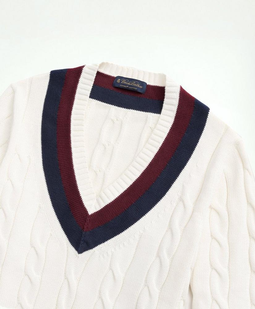 Vintage-Inspired Tennis V-Neck Sweater in Supima® Cotton Product Image