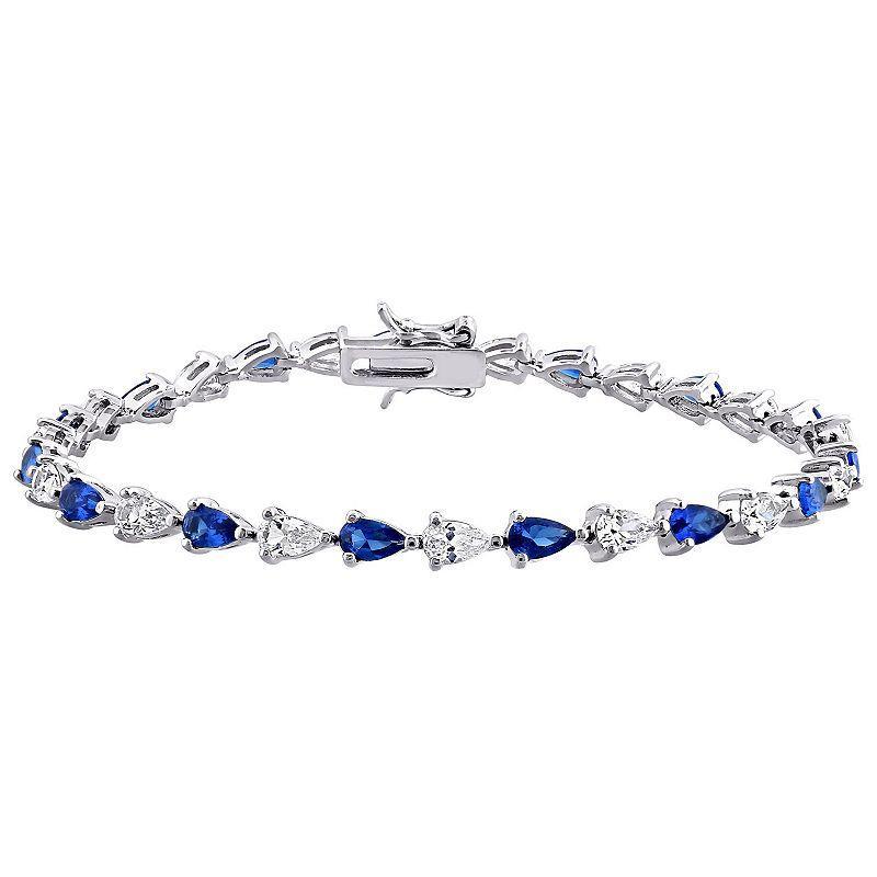 Stella Grace Sterling Silver Lab-Created Blue & White Sapphire Bracelet, Womens Product Image