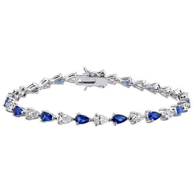 Stella Grace Sterling Silver Lab-Created Blue & White Sapphire Bracelet, Womens Product Image