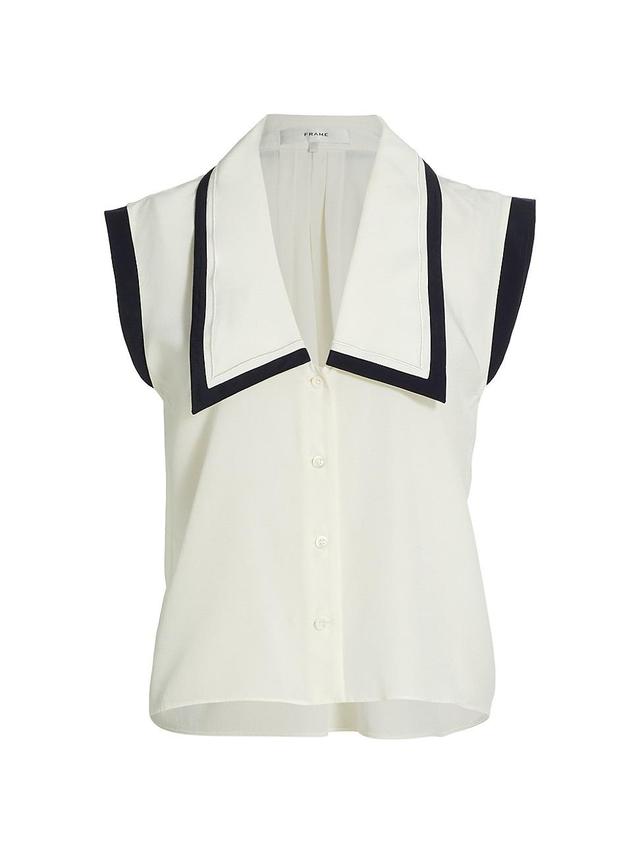 Womens Sleeveless Silk Sailor Top Product Image