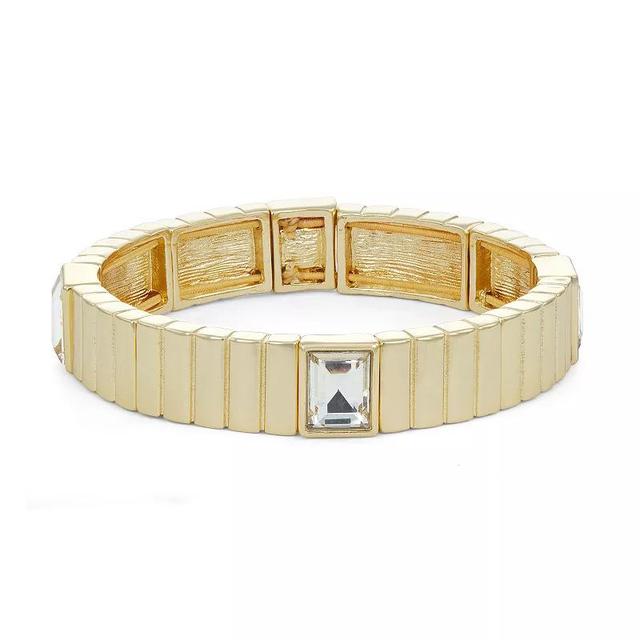 Womens Nine West Gold Tone Bar Stretch Bracelet, Clear Product Image