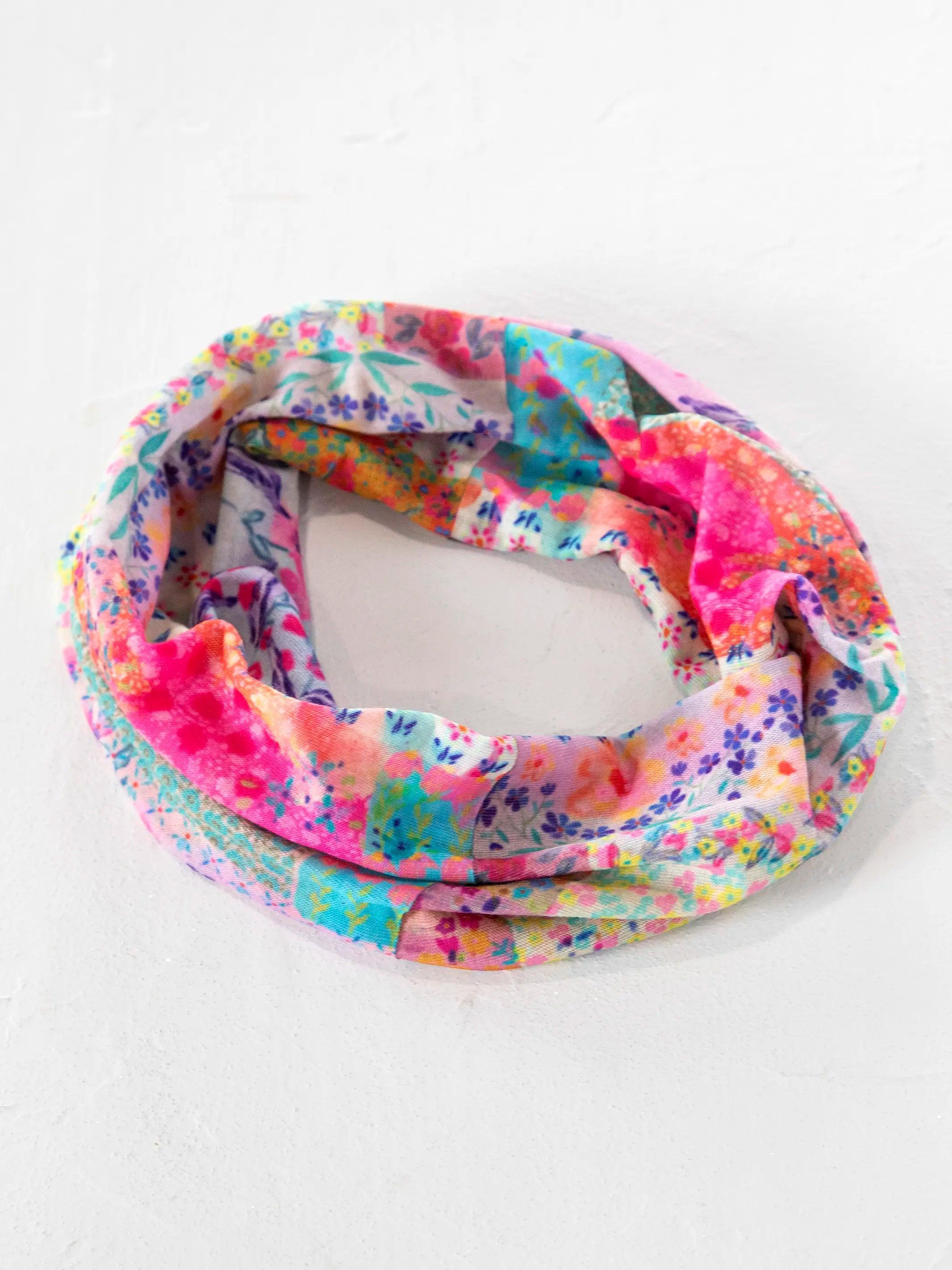 Half Boho Bandeau® Headband - Pink Watercolor Patchwork Product Image