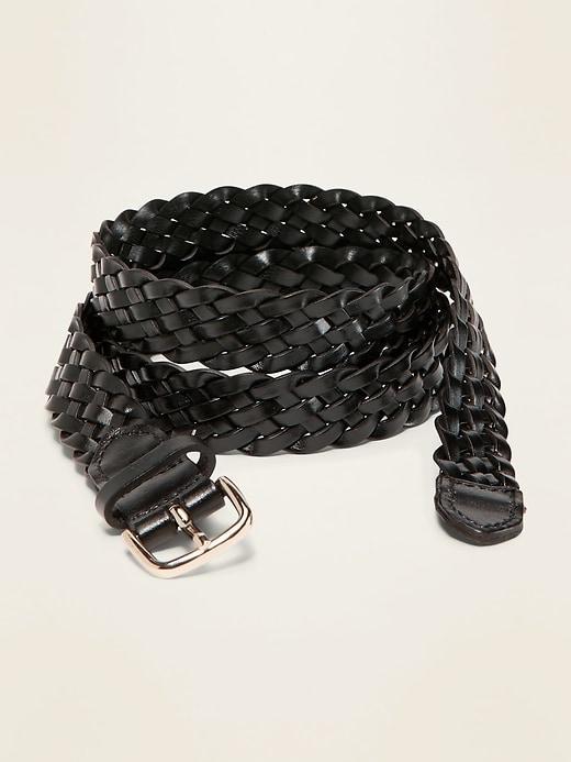 Braided Faux-Leather Belt For Women (1") Product Image