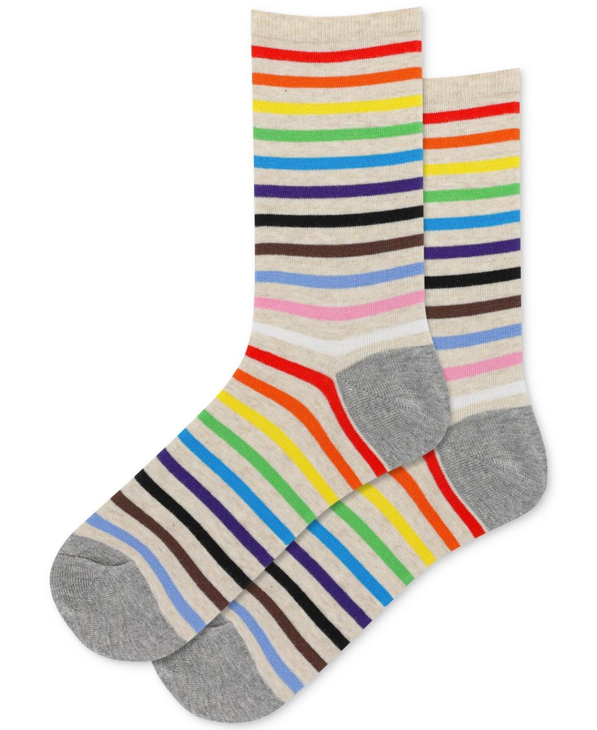 Hot Sox Womens Rainbow Striped Crew Socks Product Image