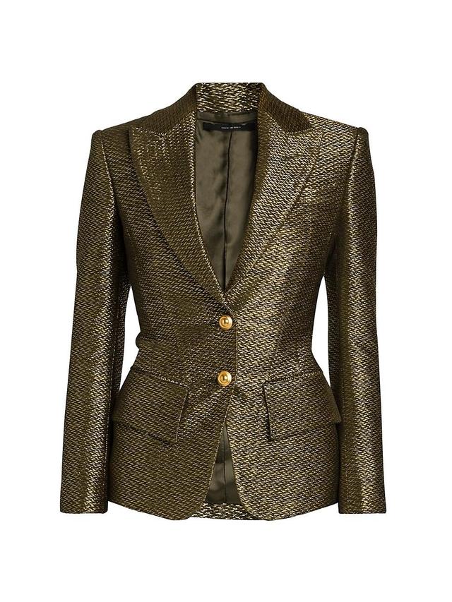 Womens Metallic Silk-Blend Boucle Single-Breasted Jacket Product Image