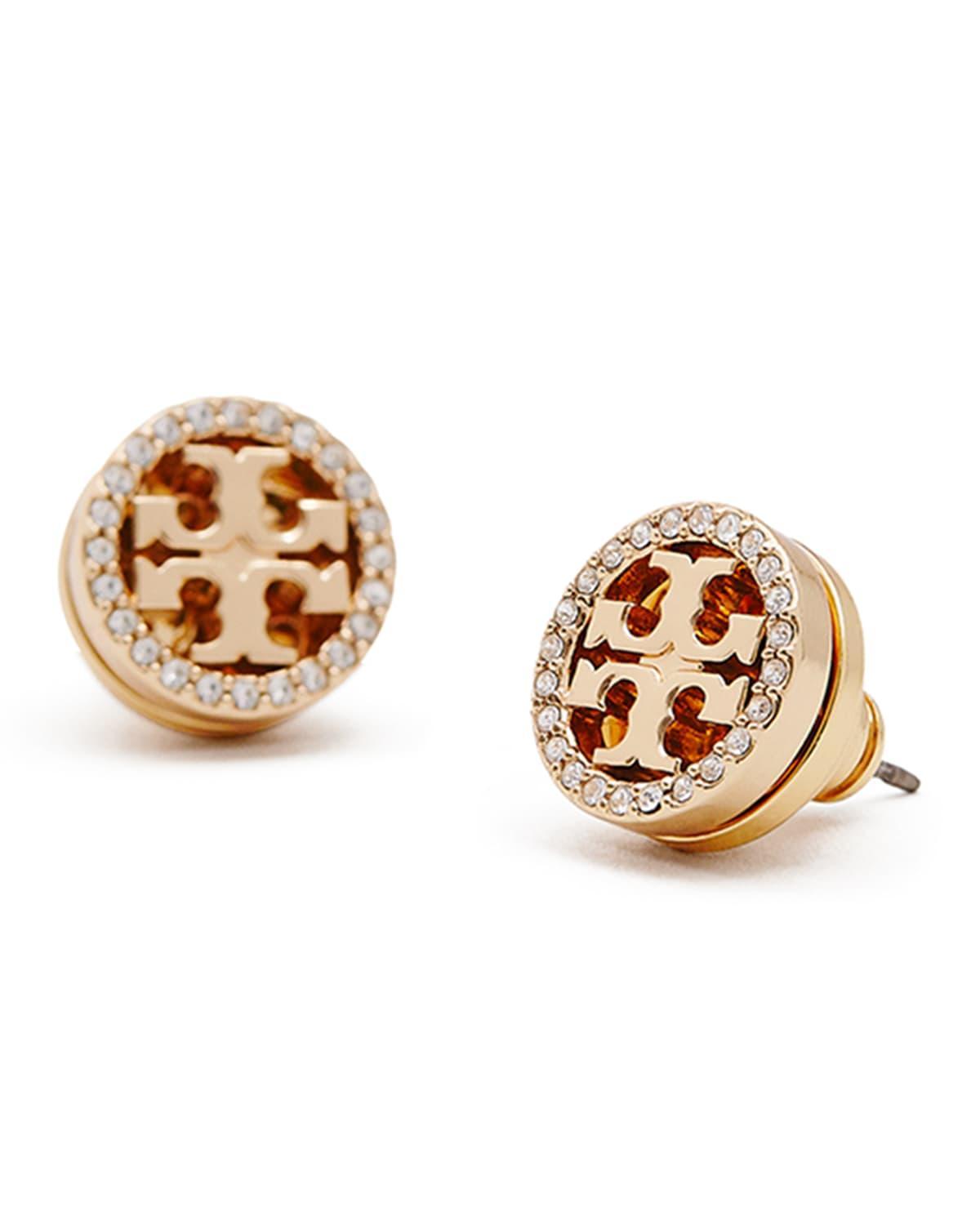 Tory Burch Crystal Logo Circle Stud Earrings Product Image