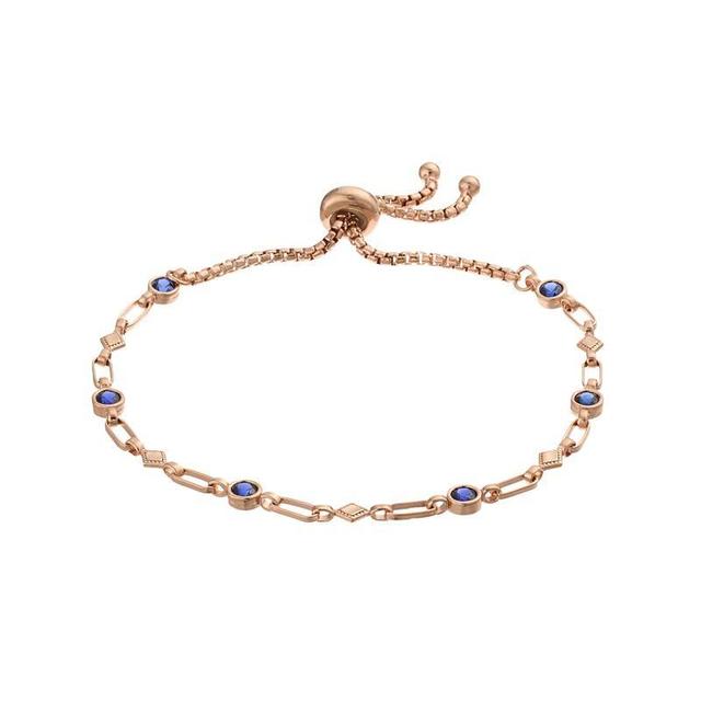 Kristen Kesho Sterling Silver Lab-Created Sapphire & Kite Link Adjustable Bolo Bracelet, Womens Pink Tone Product Image