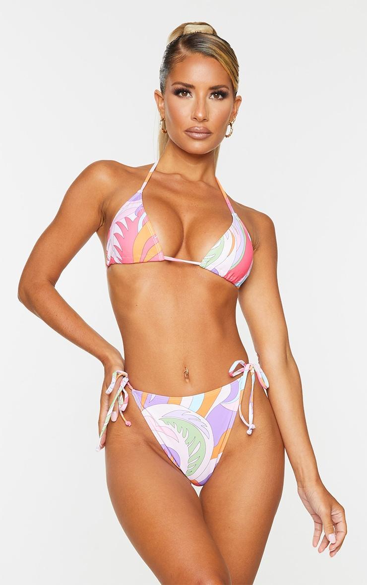 Orange Abstract Padded Triangle Bikini Top Product Image