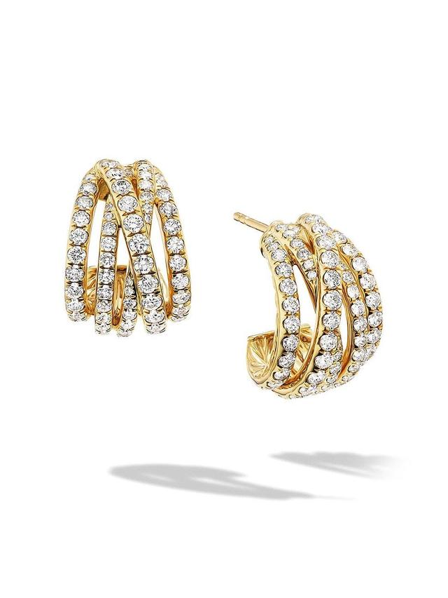 Womens Pav Crossover Shrimp Earrings In 18K Yellow Gold With Diamonds Product Image