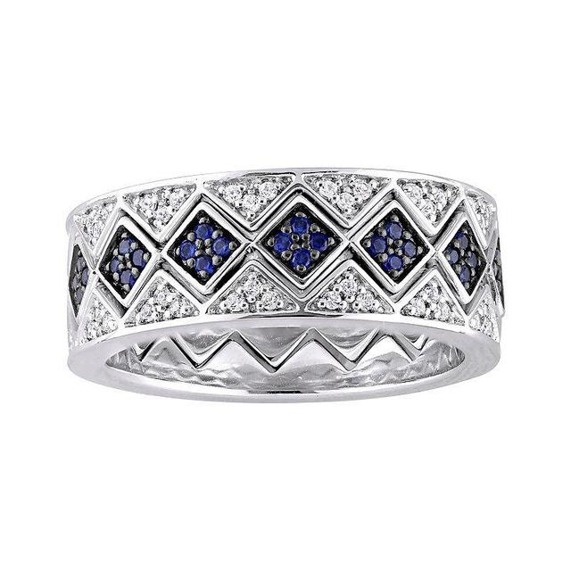 Stella Grace Sterling Silver Lab-Created Blue & White Sapphire Stack Ring Set, Womens Product Image