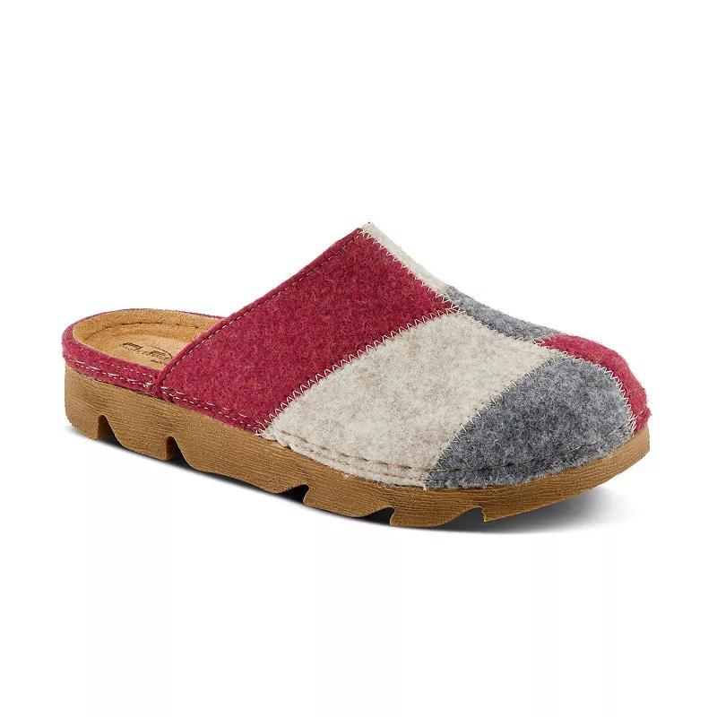 Flexus by Spring Step Womens Patchy Wool Clog Slippers Red Team Product Image