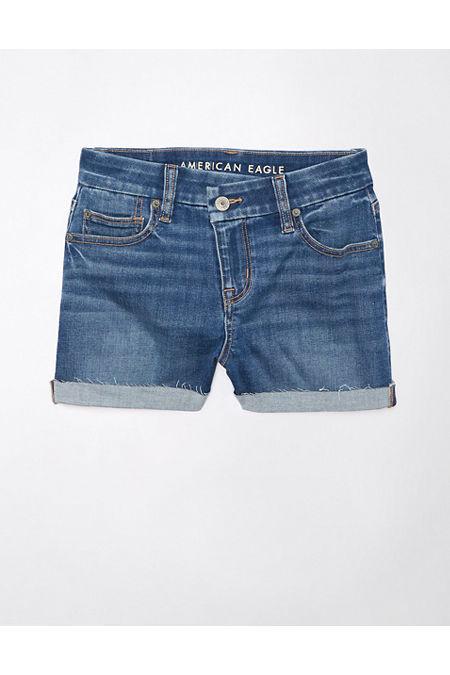 AE Next Level Curvy High-Waisted Crossover Denim Short Short Women's Product Image