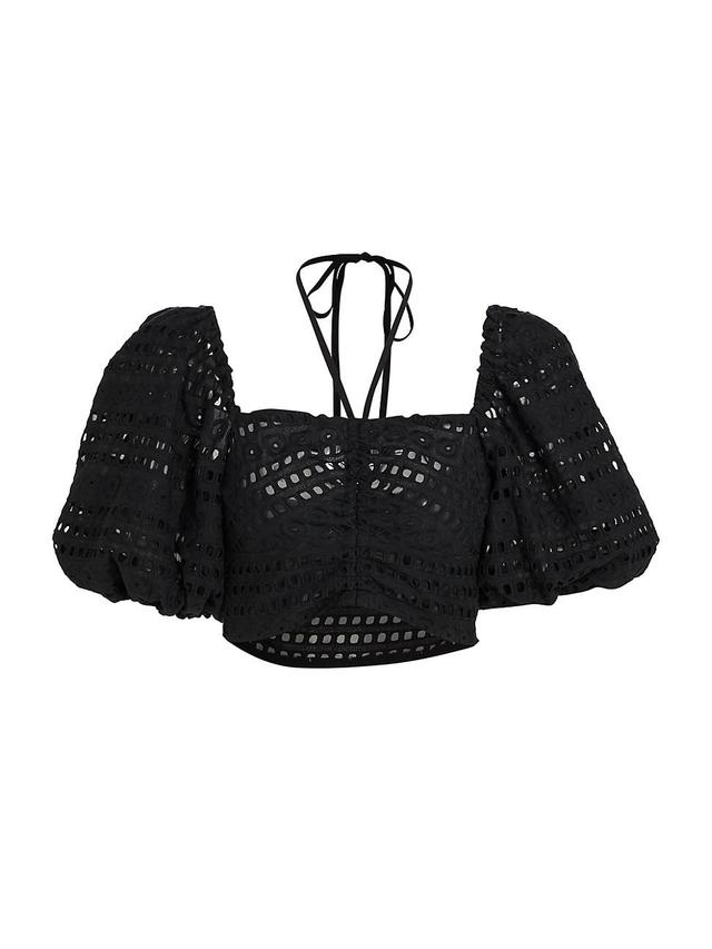 Womens Lucia Eyelet Cotton Crop Top Product Image