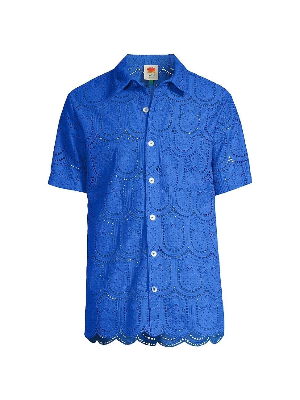 Pineapple Eyelet Shirt, BLUE / S Product Image