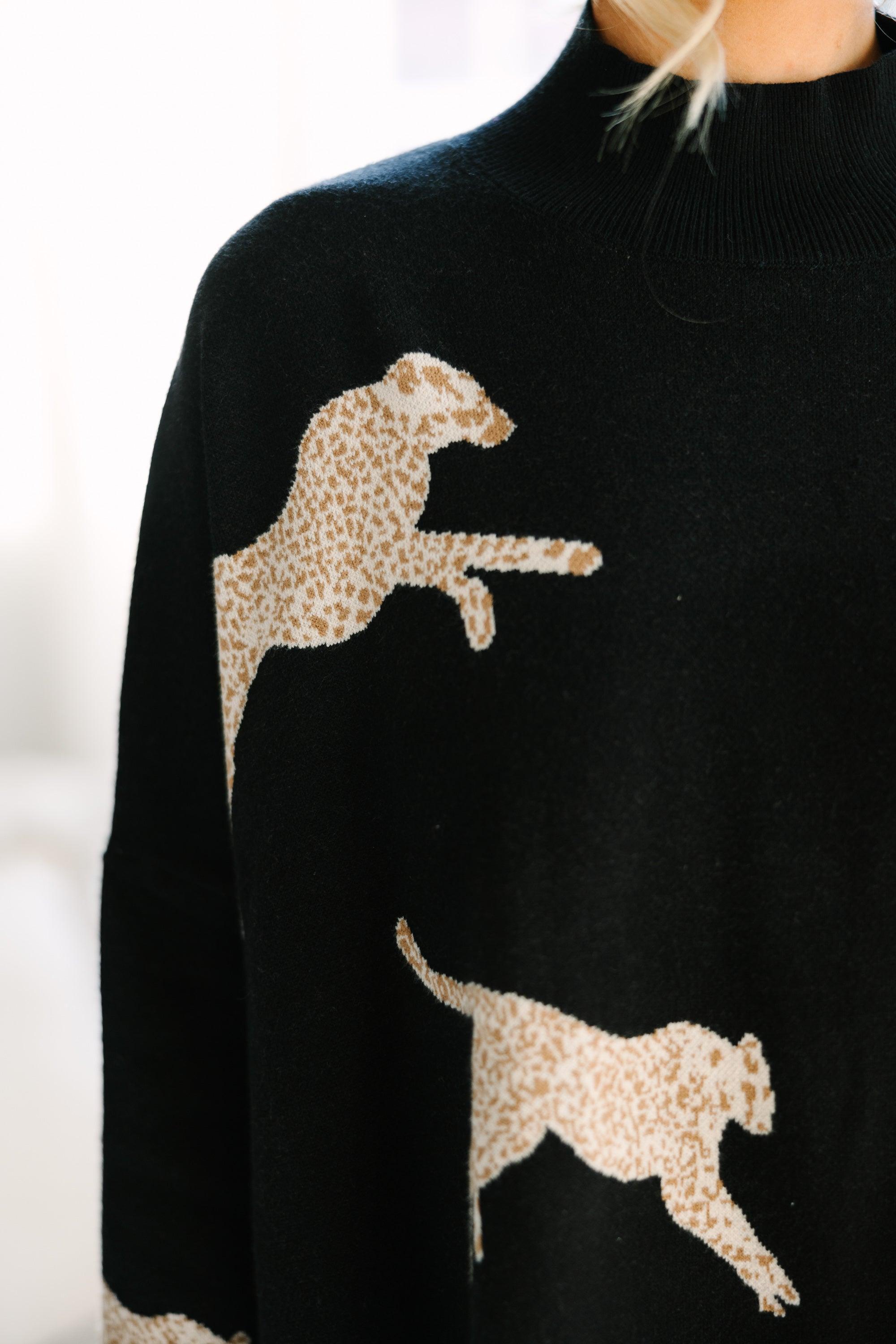 Quick Decisions Black Cheetah Sweater Female Product Image