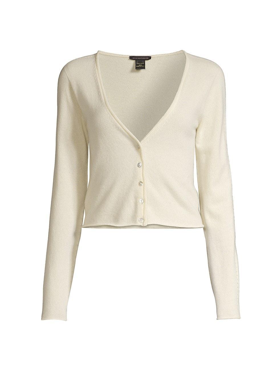 Womens Cashmere Button-Up Cropped Cardigan Product Image