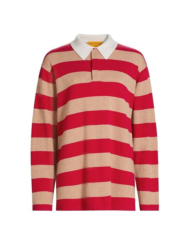 Womens Rugby Stripe Cashmere Collared Sweater Product Image