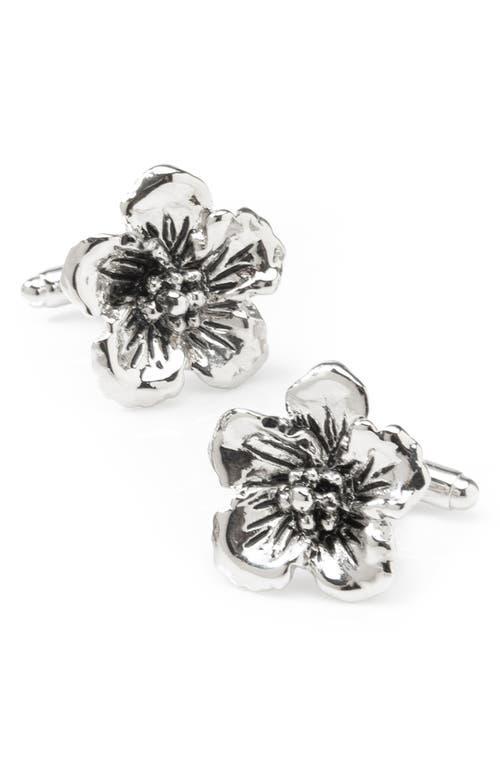 Mens Flower Cufflinks, Grey Product Image