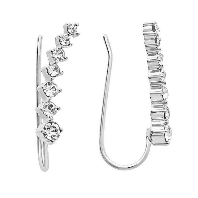 MC Collective Graduated CZ Crawler Earrings, Womens, Silver Product Image