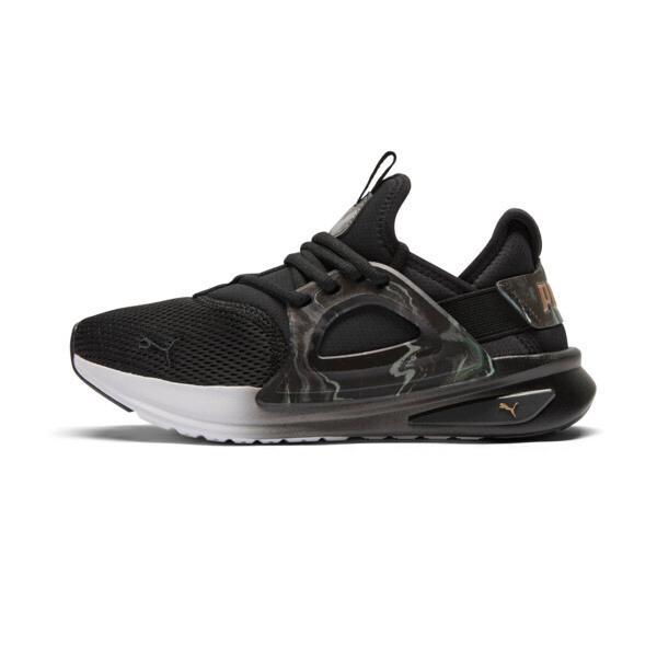 PUMA Softride Enzo Evo Geode Glow Women's Wide Sneakers in Black/Gold Product Image