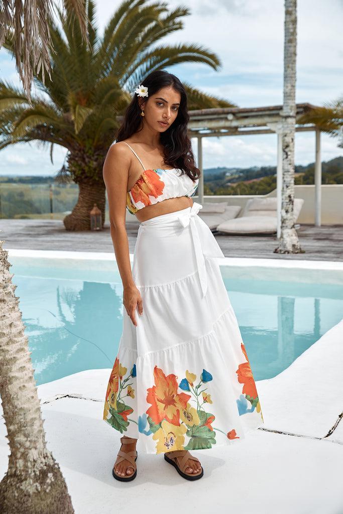 Garden Bed Maxi Skirt White Product Image