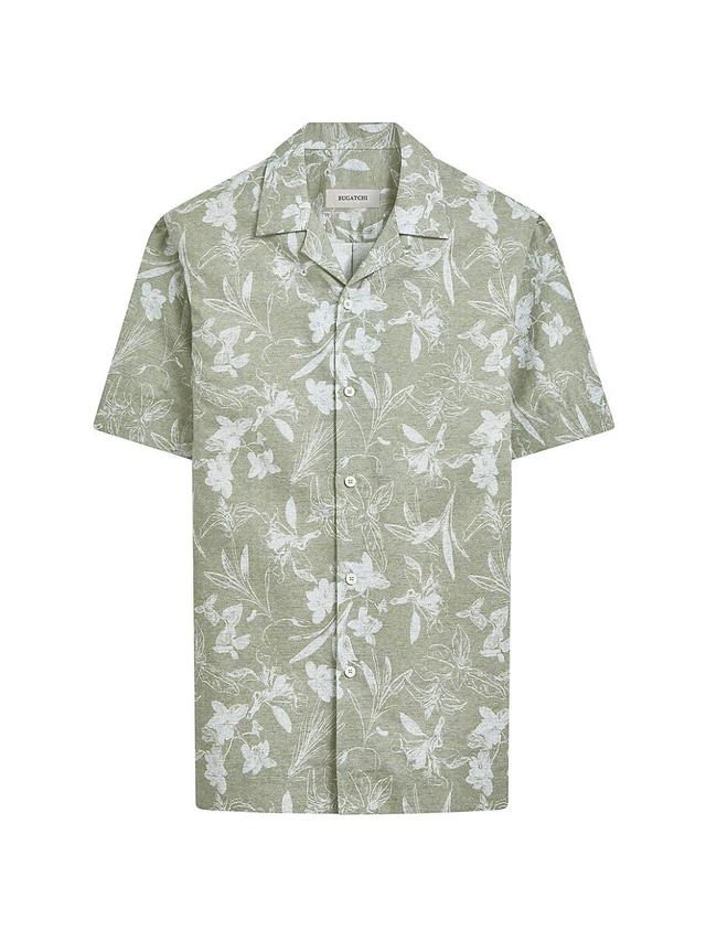 Mens Orson Floral Cotton & Linen Short-Sleeve Shirt Product Image