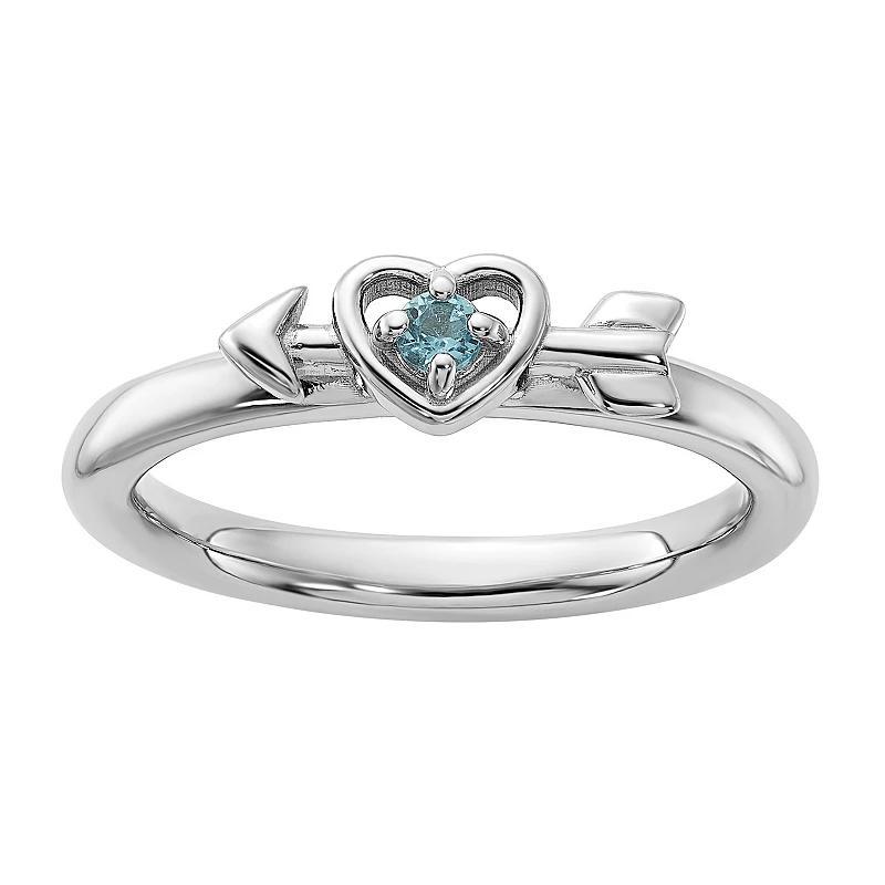 Stacks & Stones Sterling Silver Stackable Gemstone Heart with Arrow Ring, Womens Citrine Product Image