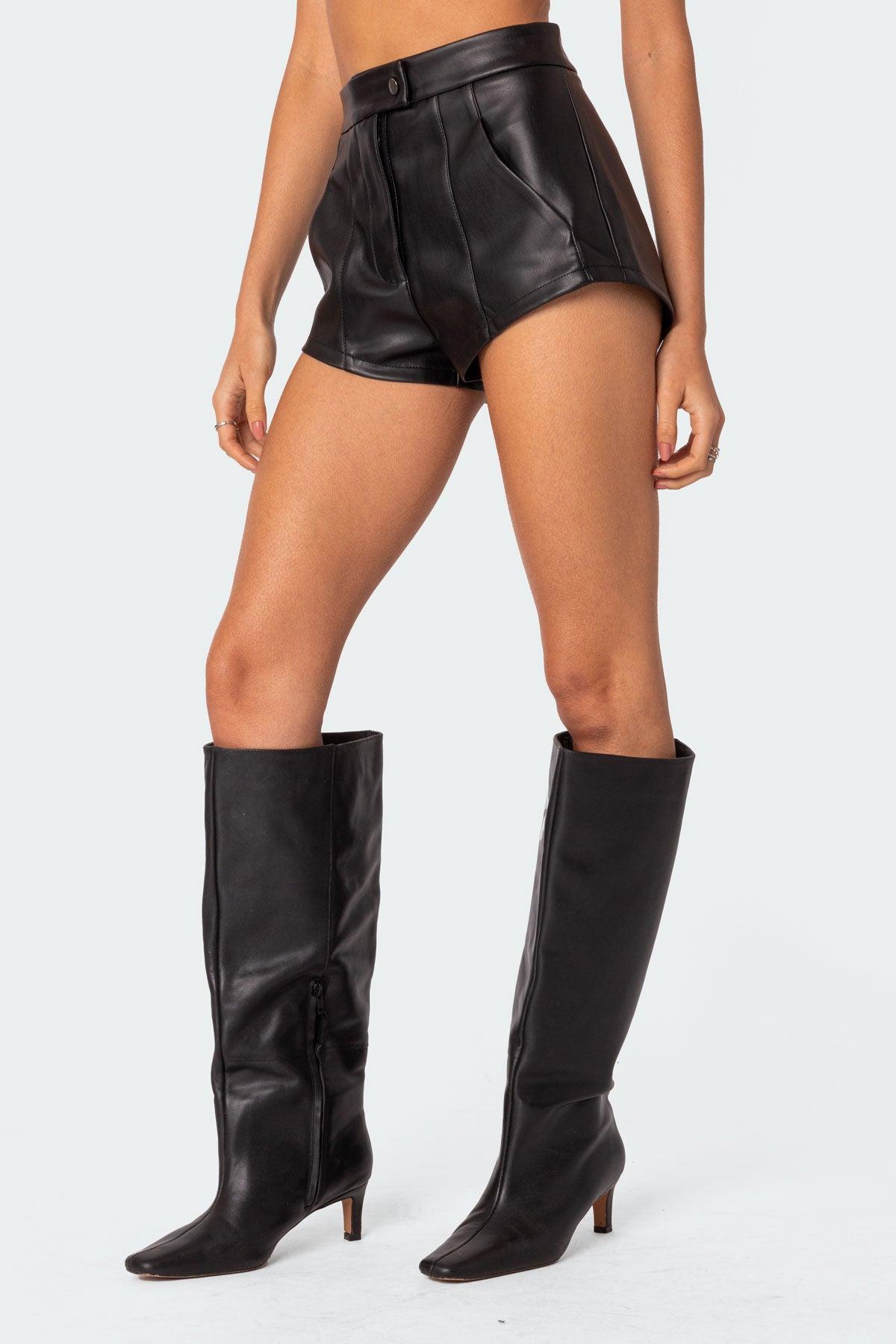 Ramona High Rise Faux Leather Micro Shorts Product Image