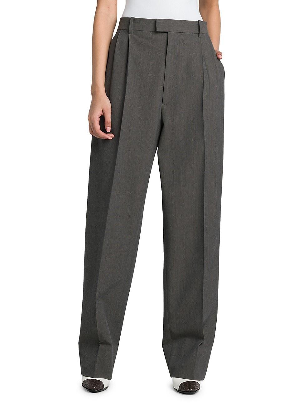 Womens Pleated Stretch Wool-Blend Trouser Product Image