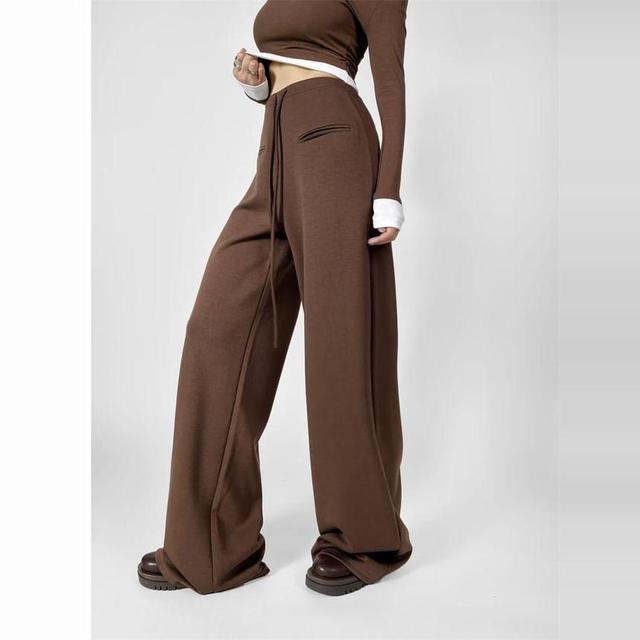 High Rise Plain Wide Leg Sweatpants Product Image