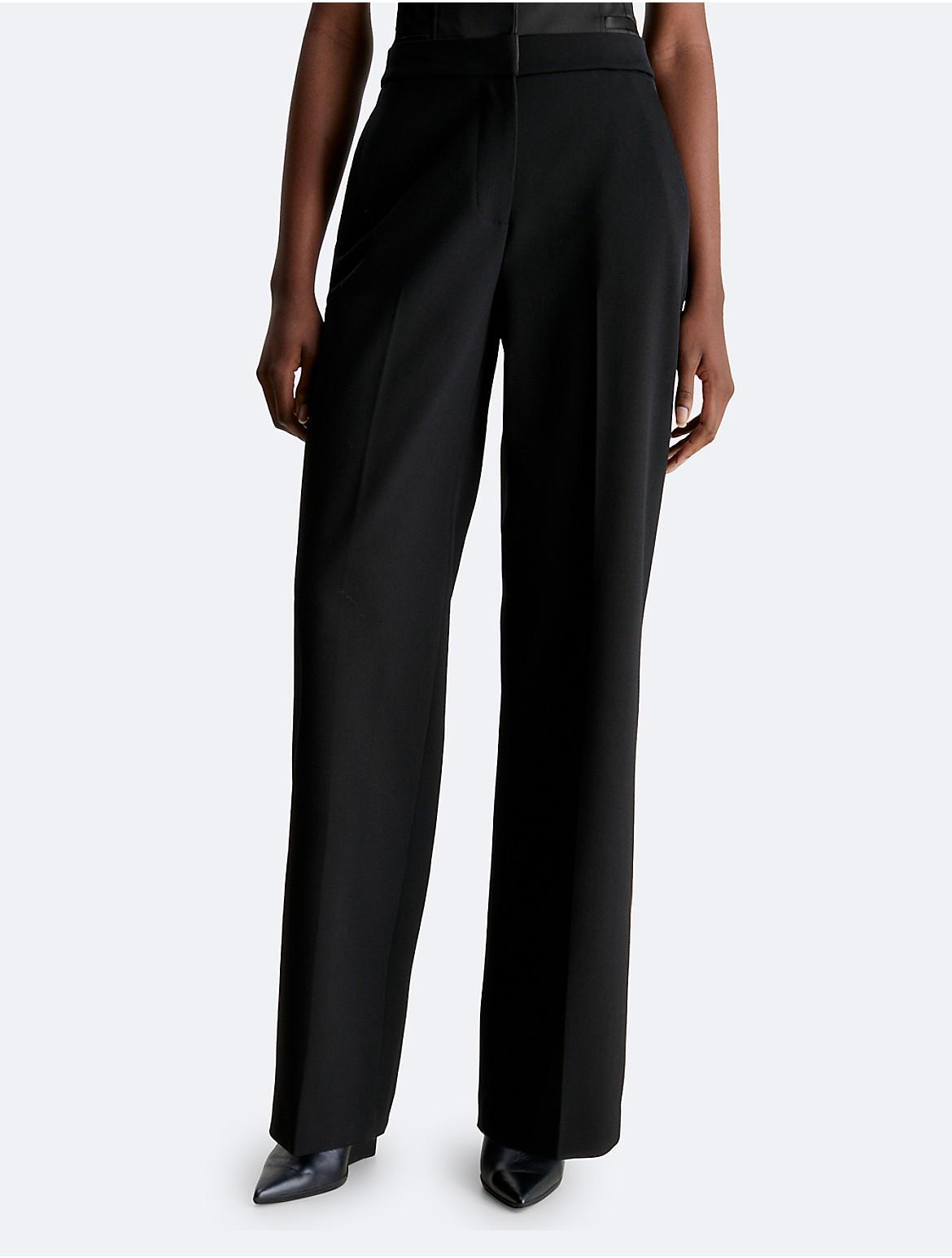 Calvin Klein Womens Tux Satin Pants - Black - 36 Product Image