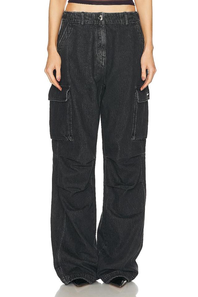 Coperni Denim Wide Leg Cargo Pant in Black Product Image