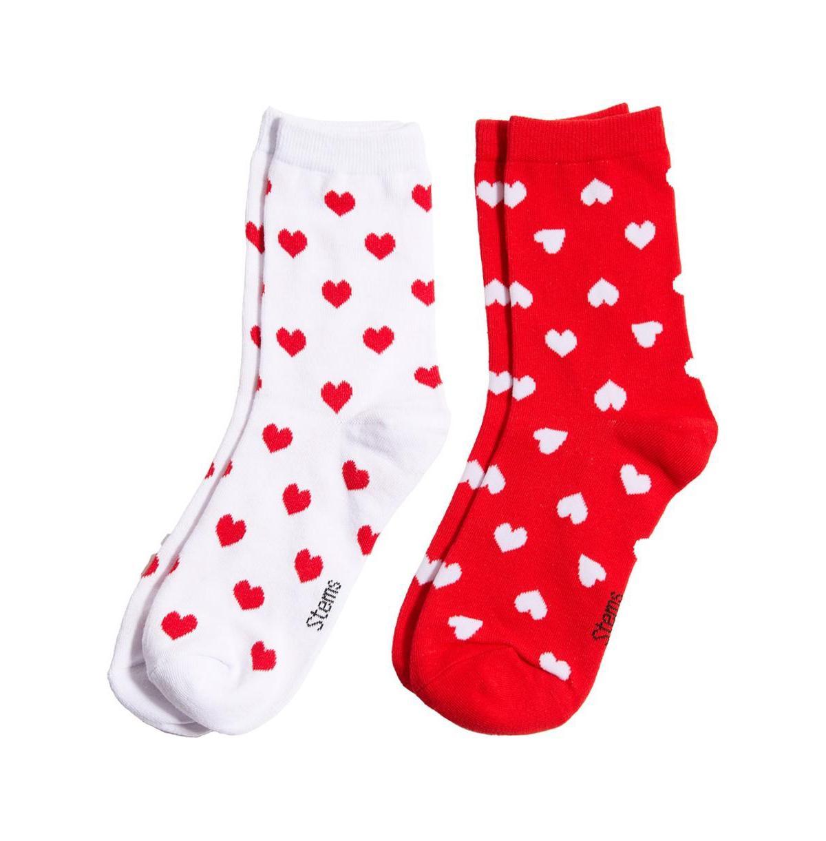 Stems Womens Mini Heart Crew Socks Two Pack - Red Product Image