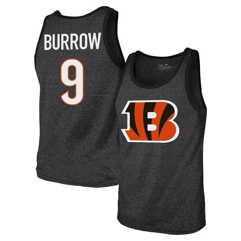 Mens Majestic Threads Joe Burrow Cincinnati Bengals Tri-Blend Player Name & Number Tank Top Product Image