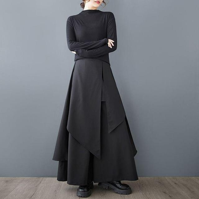 High Waist Plain Asymmetrical Culottes Product Image