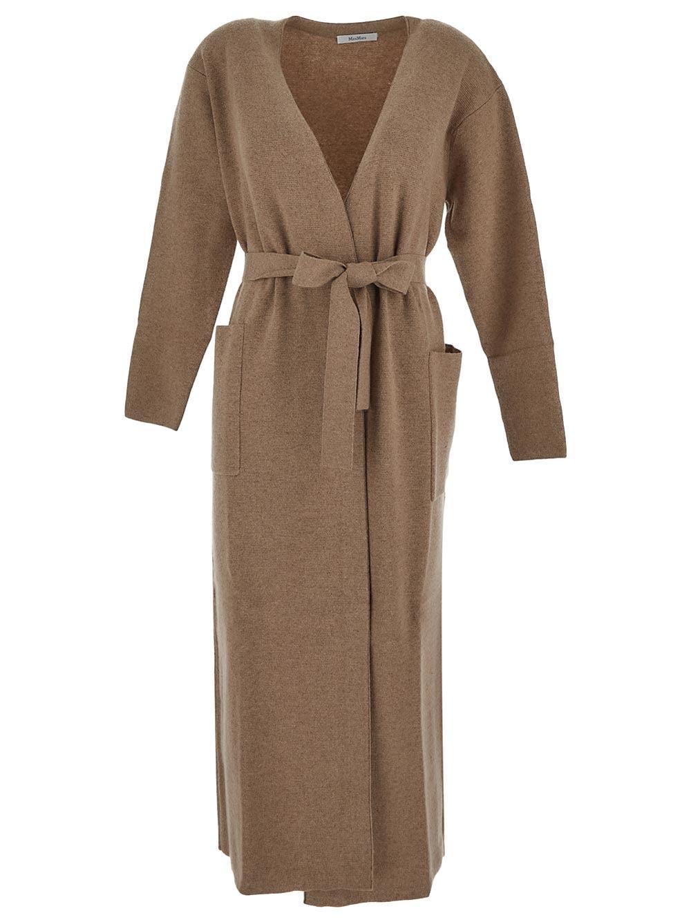 MAX MARA Gestro Wool And Cashmere Long Cardigan In Beige Product Image