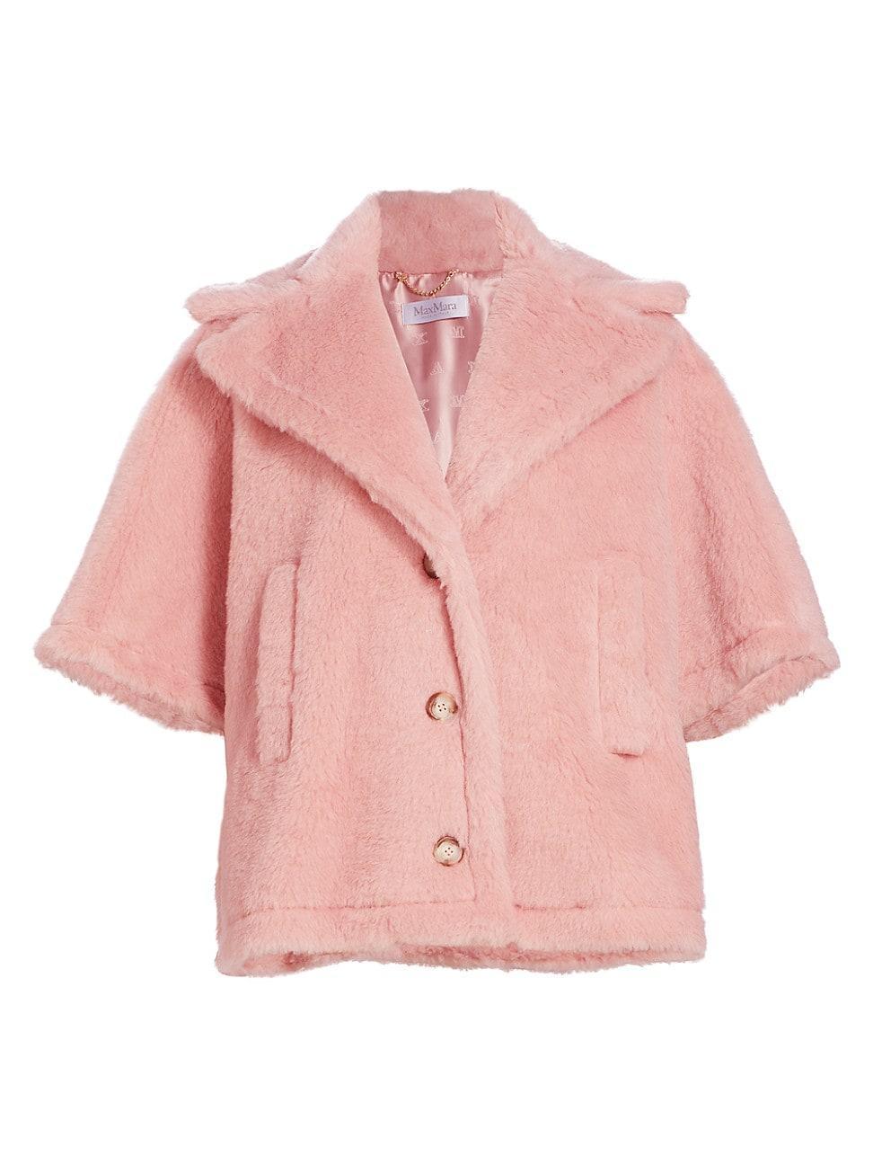 Aleggio Pink Teddy Wool-Blend Cape Product Image