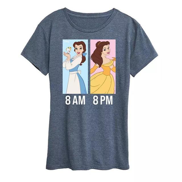 Disney Princess Belle Womens AM to PM Graphic Tee Grey Blue Product Image