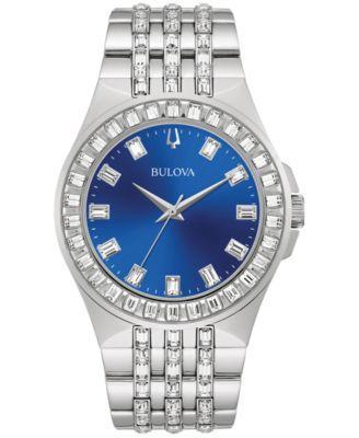 Bulova Mens Phantom Black Stainless Steel & Crystal-Accent Bracelet Watch 41.5mm Product Image