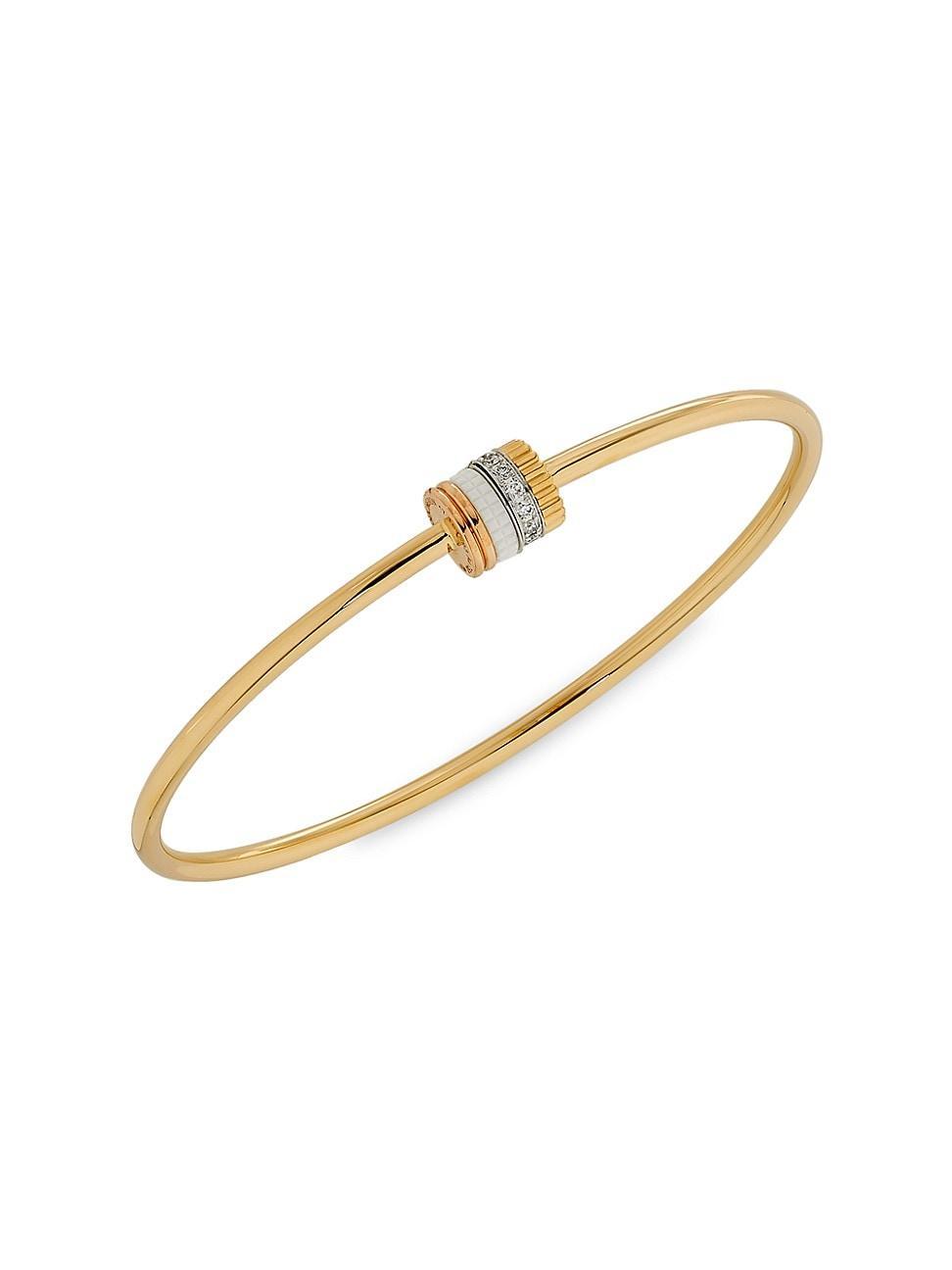 Womens Quatre White Edition Tri-Tone 18K Gold, HyCeram & 0.11 TCW Diamond Bangle Product Image