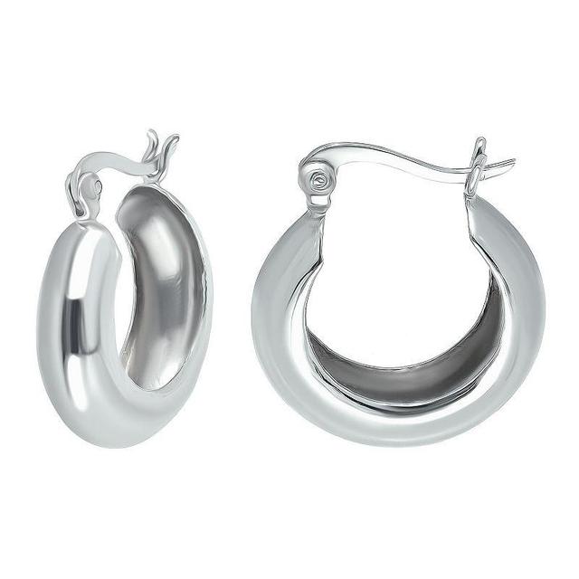 Aleure Precioso Sterling Silver 6 mm x 22 mm Dome Hoop Earrings, Womens Product Image