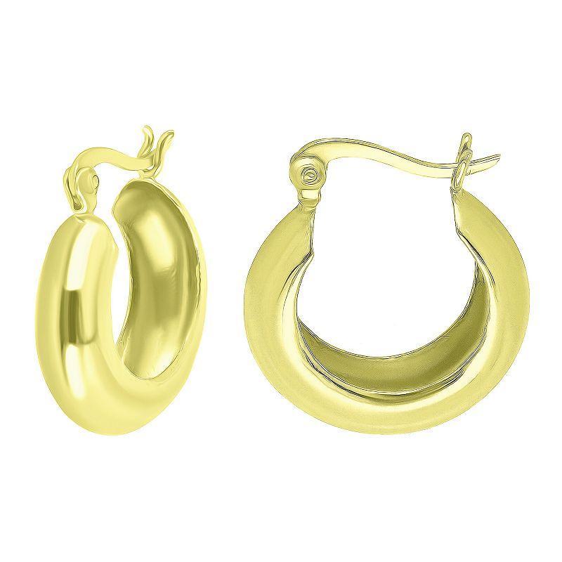 Aleure Precioso Sterling Silver 6 mm x 22 mm Dome Hoop Earrings, Womens, Gold Tone Product Image