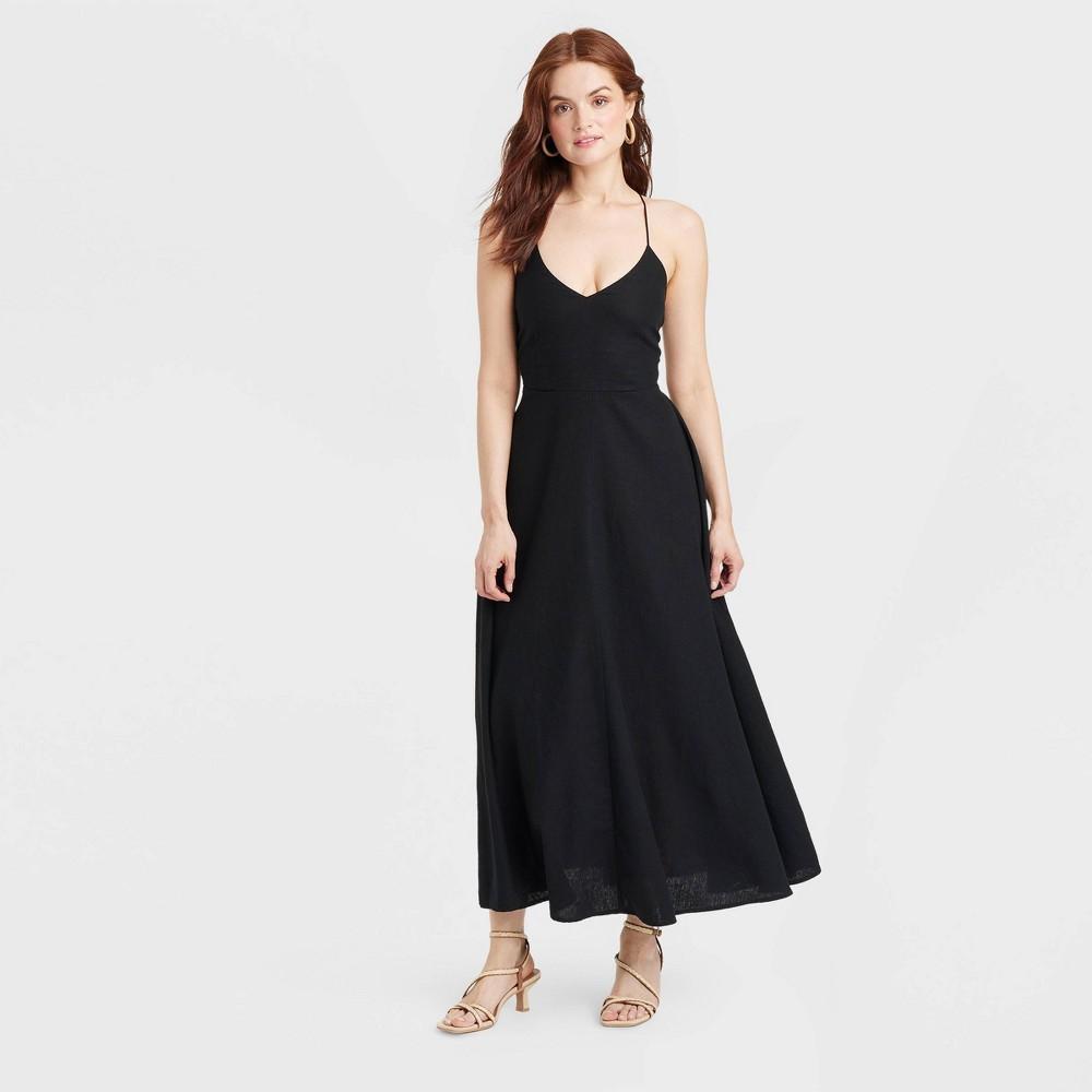 Womens Linen Ankle Sundress - A New Day Black XS Product Image