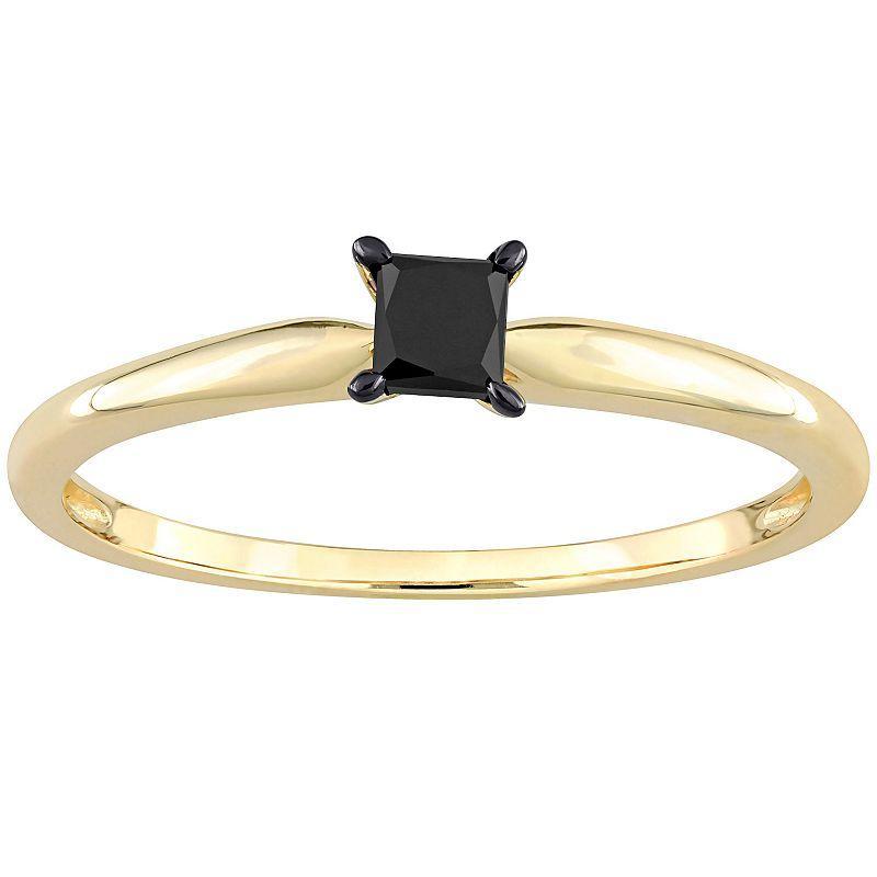 Stella Grace 14k Gold 1/4 Carat T.W. Princess Cut Black Diamond Solitaire Engagement Ring, Womens Product Image