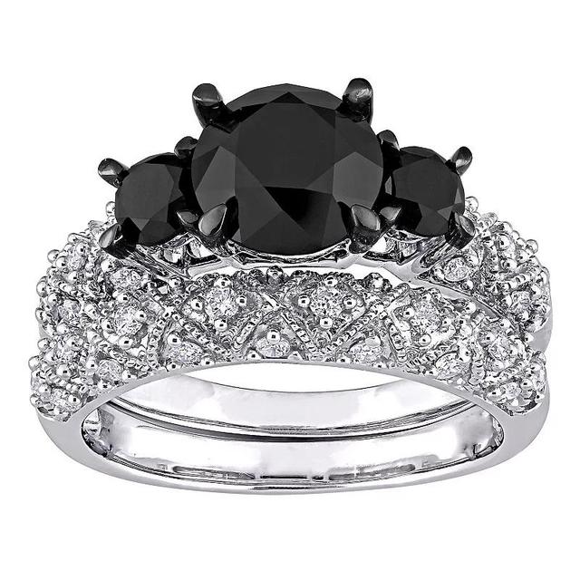 Stella Grace 10k White Gold 3 Carat T.W. Black & White Diamond Vintage Bridal Ring Set, Womens 14k Whgold Product Image