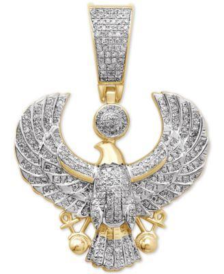 Mens Diamond Eagle Pendant (1/2 ct. t.w.) in 14k Gold-Plated Sterling Silver Product Image