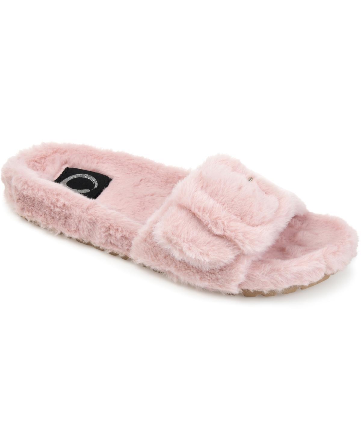 Journee Collection Womens Shadow Faux Fur Slide Slipper Product Image